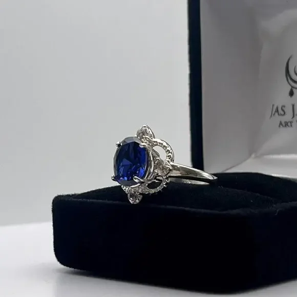 Beautiful 3.5ctw Oval Cut Lab Grown Sapphire Ring Size 7